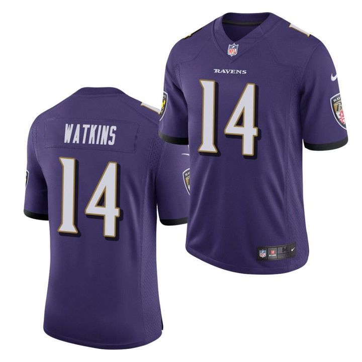 Men Baltimore Ravens 14 Sammy Watkins Nike Purple Limited Game NFL Jersey